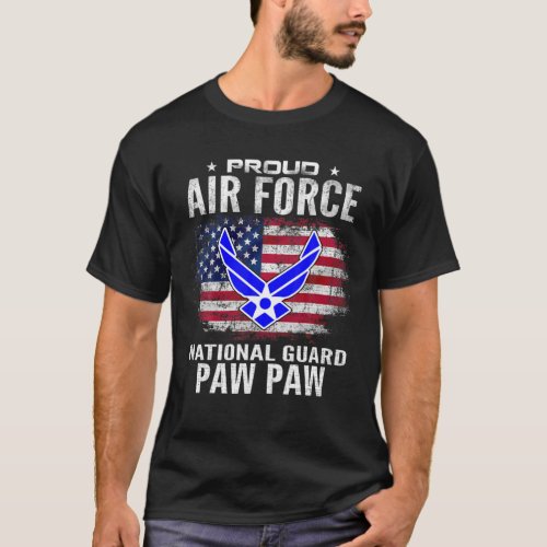 Proud Air Force National Guard Paw Paw With Americ T_Shirt