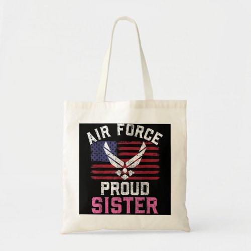 Proud Air Force Sister T_Shirt American Flag Veter Tote Bag