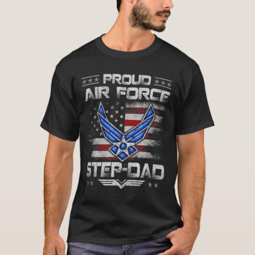 Proud Air Force Step_Dad Veteran Vintage Flag Vete T_Shirt