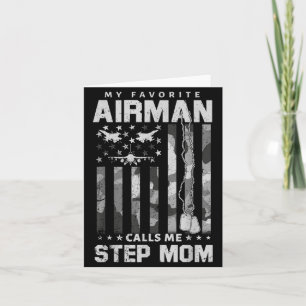 Proud Air Force Step Mom Favorite Airman Flag Camo Card