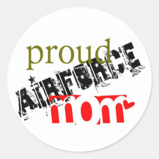 proud airforce mom classic round sticker