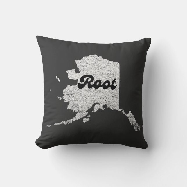 proud Alask State Root Map Outline Rocky Map AK Throw Pillow (Front)