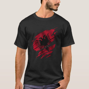 Proud Albanian Root Torn Ripped Albanian Flag T-Shirt