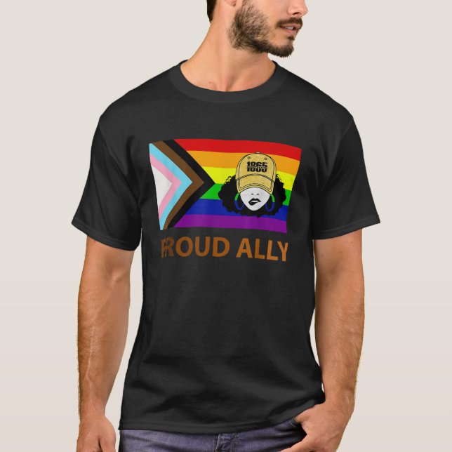 Proud Ally 1865 Juneteenth Black Women LGBT Rainbo T-Shirt (Front)