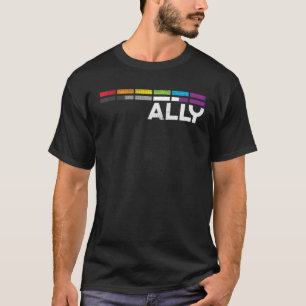 Proud Ally Bars Equality LGBTQ Asexual Flag Ace Pr T-Shirt
