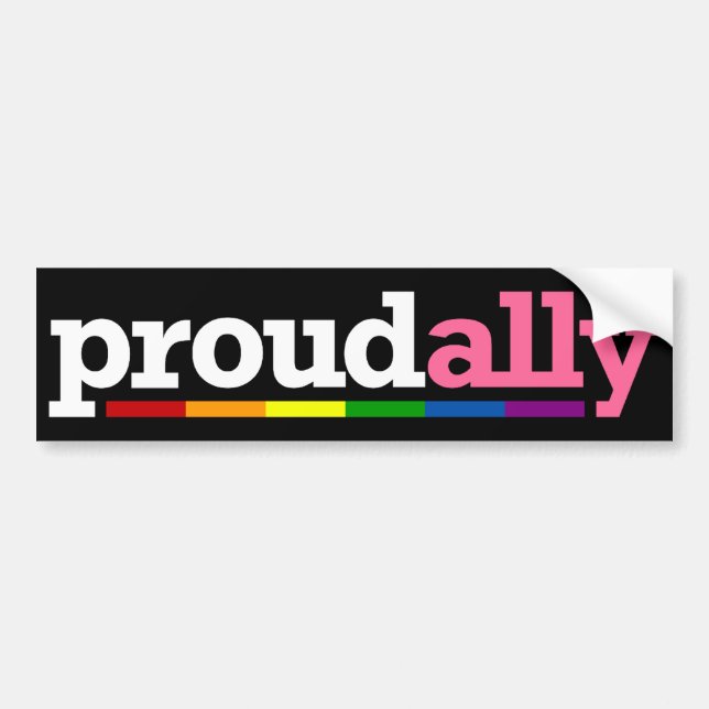 Proud Ally Black Bumper Sticker (Front)