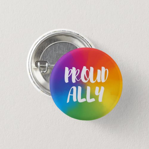 Proud Ally Button LGBTQ Pride Rainbow Flag