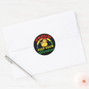 Proud Ally Club Member Rubber Duck Rainbow Gay  Classic Round Sticker