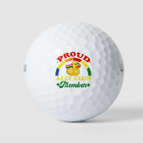 Proud Ally Club Member Rubber Duck Rainbow Gay  Golf Balls