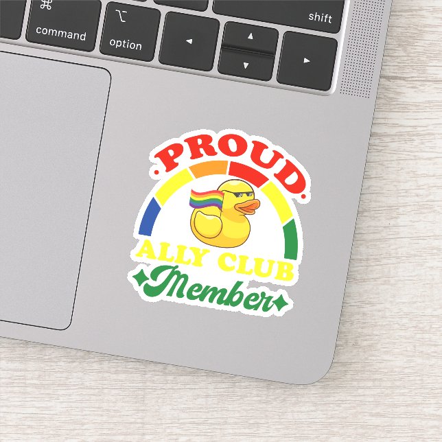Proud Ally Club Member Rubber Duck Rainbow Gay  Sticker (Detail)