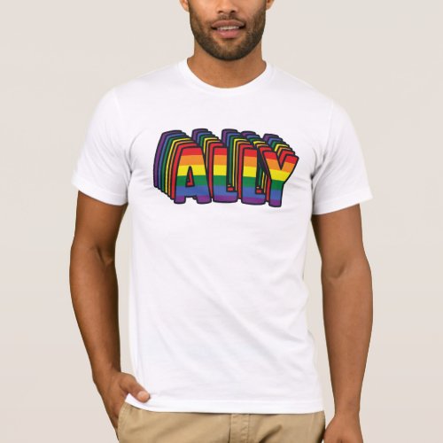 Proud Ally Equality LGBTQ Rainbow Flag Gay Pride T_Shirt