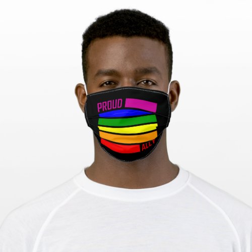 PROUD ALLY FLAG LGBT Pride Month LGBTQ Rainbow Adult Cloth Face Mask