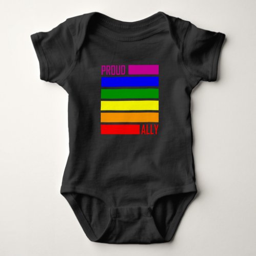 PROUD ALLY FLAG LGBT Pride Month LGBTQ Rainbow Baby Bodysuit