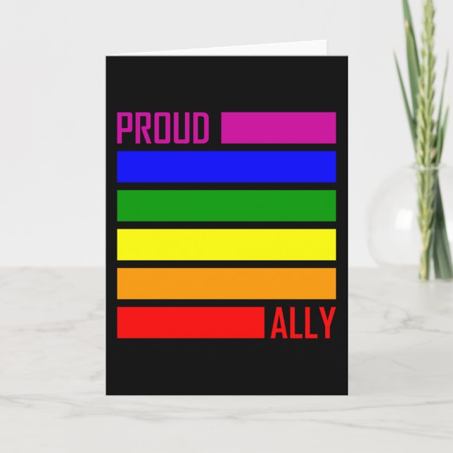 PROUD ALLY FLAG LGBT Pride Month LGBTQ Rainbow Card (Front)