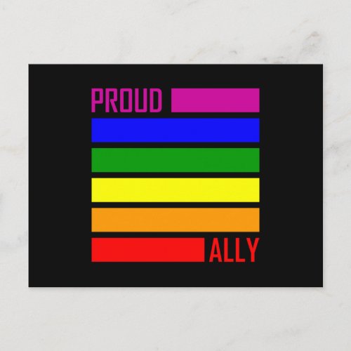 PROUD ALLY FLAG LGBT Pride Month LGBTQ Rainbow Postcard