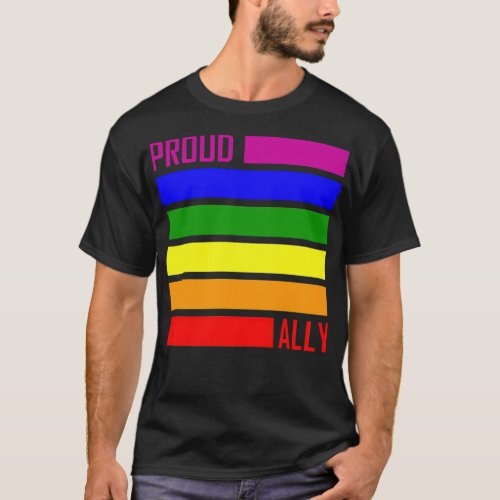 PROUD ALLY FLAG LGBT Pride Month LGBTQ Rainbow  T_Shirt
