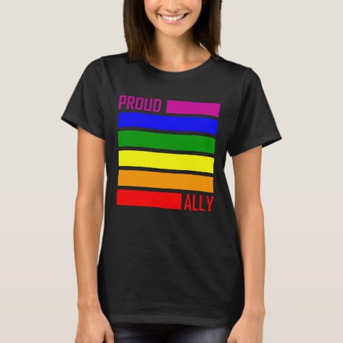 PROUD ALLY FLAG LGBT Pride Month LGBTQ Rainbow T_Shirt
