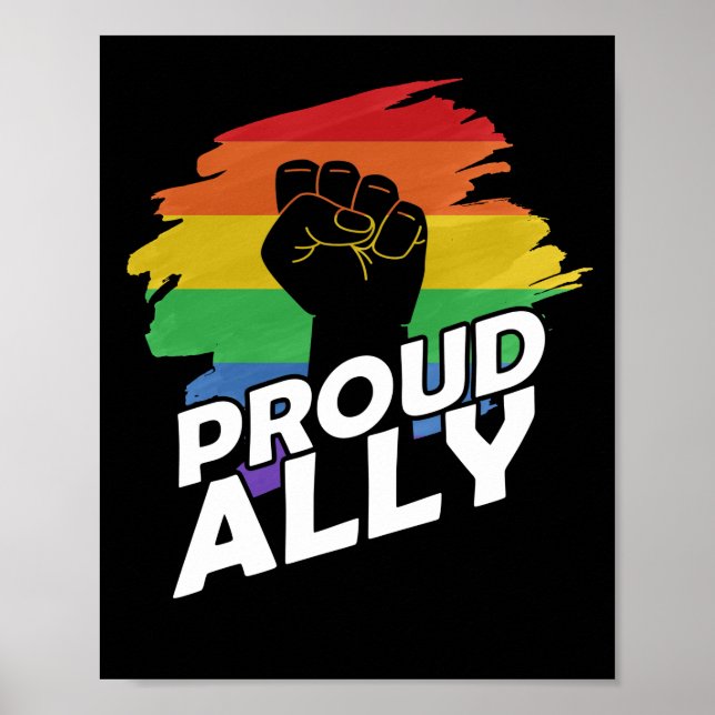 Proud Ally Gay Pride LGBT Gay Lesbian Protest Poster (Front)