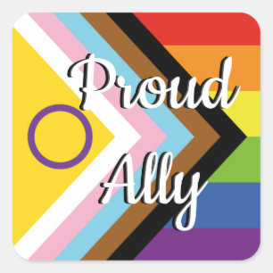 Proud Ally Intersex Inclusive Pride Flag Square Sticker