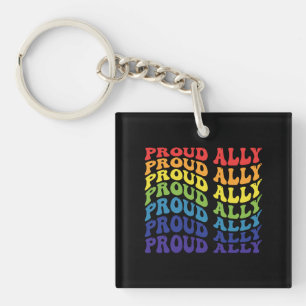 Proud Ally LGBTQ Gay Pride Rainbow Keychain