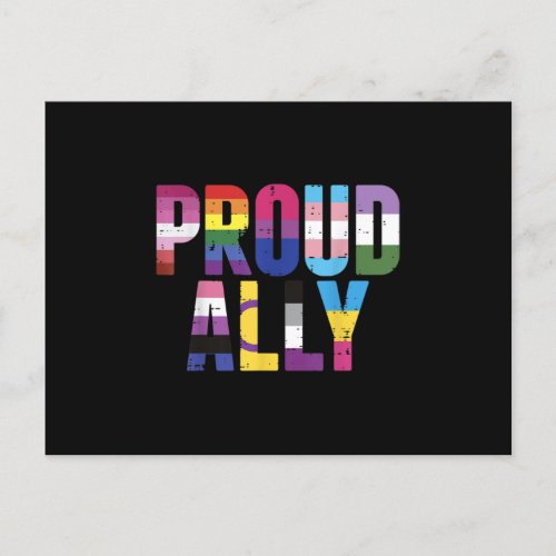 Proud Ally LGBTQ Lesbian Gay Bisexual Trans Pan Announcement Postcard