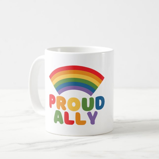 PROUD ALLY - LGBTQ PRIDE COFFEE MUG (Front Left)