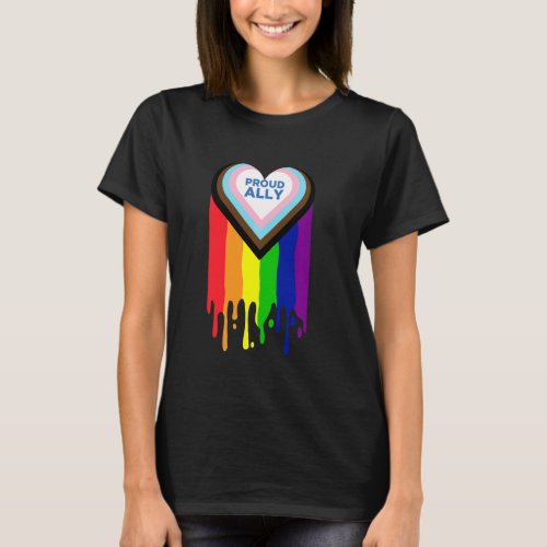 Proud Ally Lgbtq Progress Pride Flag Rainbow Love  T_Shirt