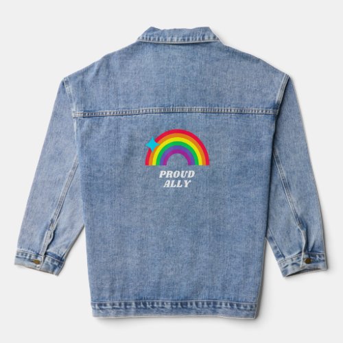 Proud Ally Lgbtq Support Gay Lesbian Awareness Tra Denim Jacket