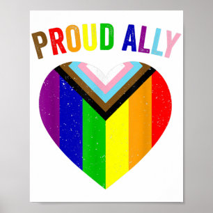 Proud Ally LGBTQAI Gay POC Transgender Pride Flag Poster