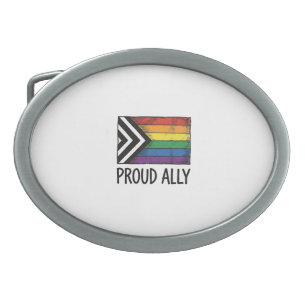 Proud Ally Pride Flag Vector T-Shirt Design_1 Belt Buckle