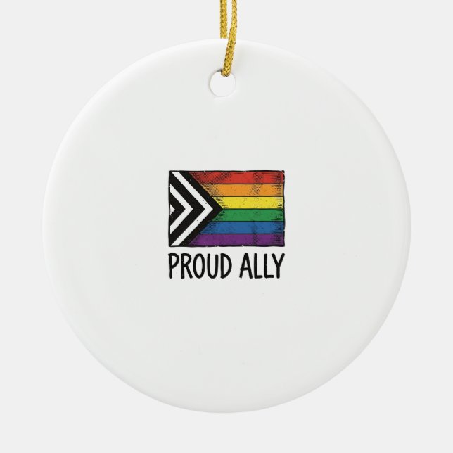 Proud Ally Pride Flag Vector T-Shirt Design_1 Ceramic Ornament (Front)