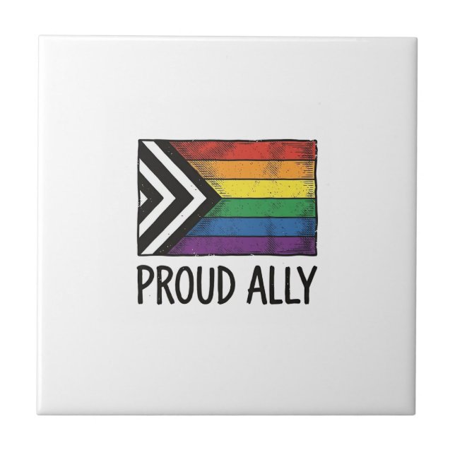 Proud Ally Pride Flag Vector T-Shirt Design_1 Ceramic Tile (Front)