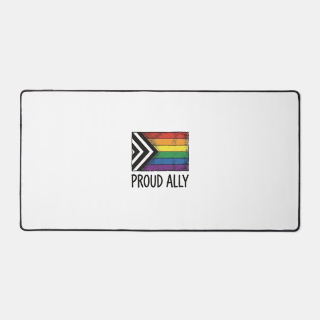 Proud Ally Pride Flag Vector T-Shirt Design_1 Desk Mat (Front)