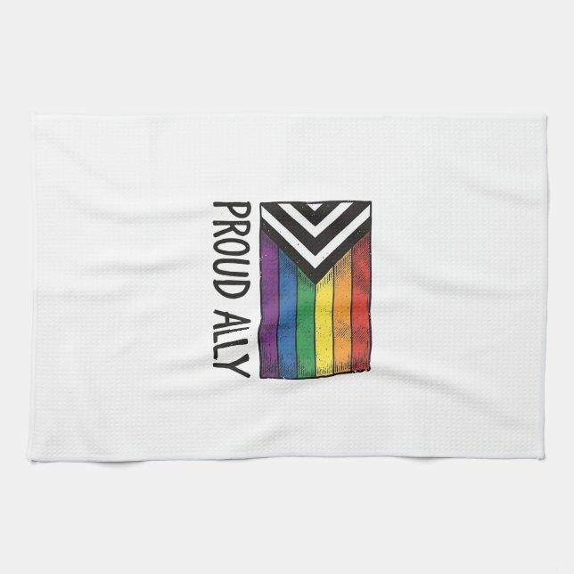 Proud Ally Pride Flag Vector T-Shirt Design_1 Kitchen Towel (Horizontal)