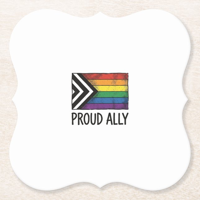 Proud Ally Pride Flag Vector T-Shirt Design_1 Paper Coaster (Front)