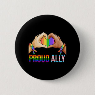 Proud Ally Pride LGBT Transgender Flag Heart Gay L Button