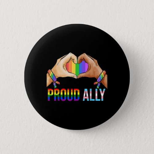 Proud Ally Pride LGBT Transgender Flag Heart Gay L Button