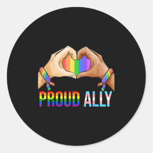 Proud Ally Pride LGBT Transgender Flag Heart Gay L Classic Round Sticker