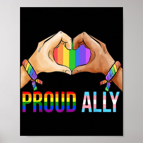 Proud Ally Pride LGBT Transgender Flag Heart Gay L Poster