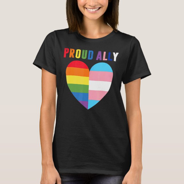 Proud Ally Pride Lgbt Transgender Flag Heart Gay L T-Shirt (Front)