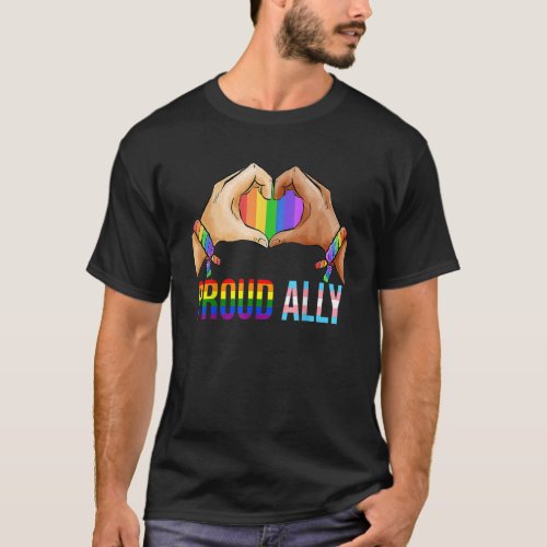Proud Ally Pride Lgbt Transgender Flag Heart Gay L T_Shirt