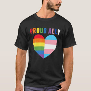 Proud Ally Pride LGBT Transgender Flag Heart Gay T-Shirt
