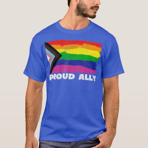 Proud Ally Pride Month LGTBQ Black Pride Flag  T_Shirt