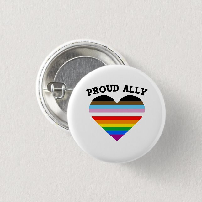 Proud Ally Progress Pride Button (Front & Back)