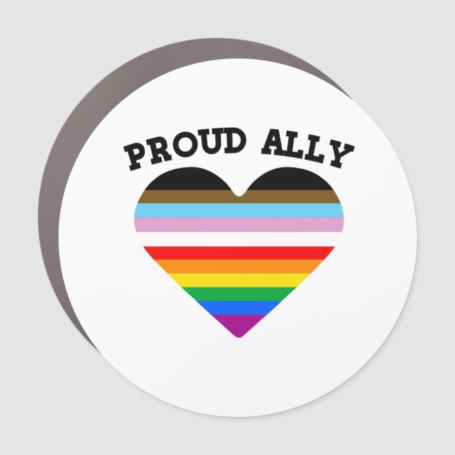Proud Ally Progress Pride Car Magnet (Front)