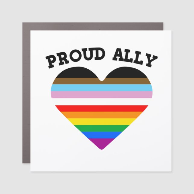 Proud Ally Progress Pride Car Magnet (Front)