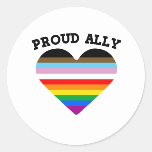 Proud Ally Progress Pride Classic Round Sticker