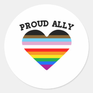 Proud Ally Progress Pride Classic Round Sticker