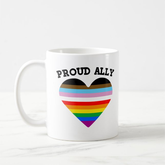 Proud Ally Progress Pride Coffee Mug (Left)