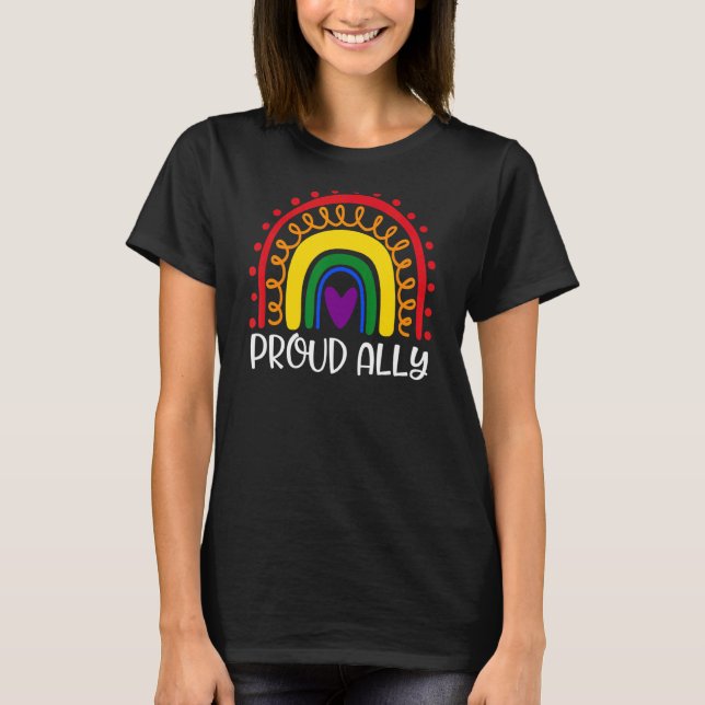Proud Ally Rainbow Gay Lesbians Transgender Lgbt P T-Shirt (Front)
